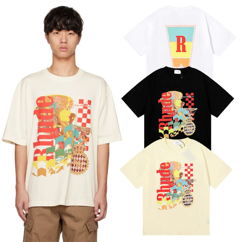 Rhude T Shirts Cotton Short Sleeves Loose Men and Women