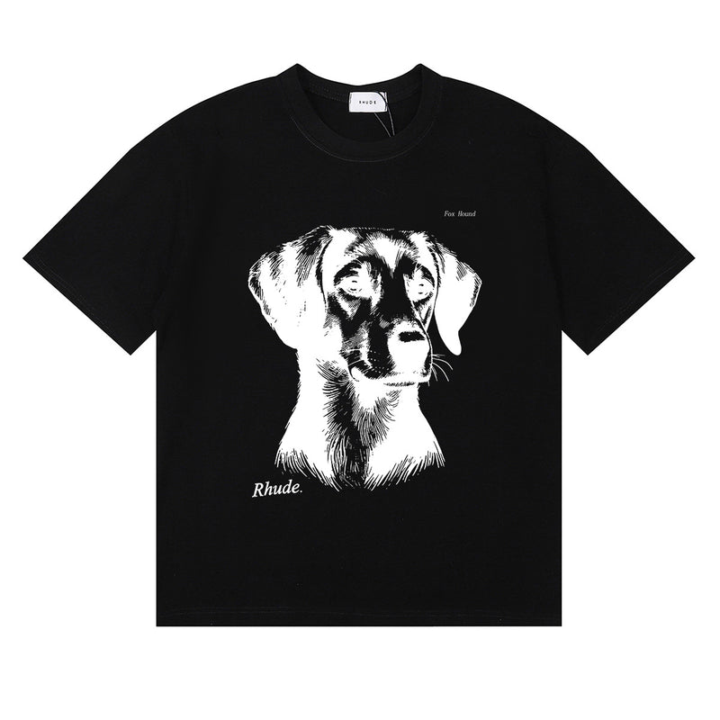 Rhude T Shirts Fox Hound Cotton Casual Short Sleeve Men and Women