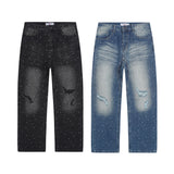 Valeforever Vale Jeans Hotfix rhinestones Ripped Denim