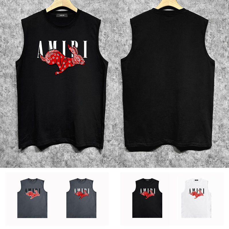 Amiri tank top cashew flower rabbit printing