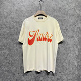Amiri t shirts flame gold letterprinting short sleeves
