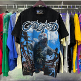 Godspeed T Shirts Blue Sky White Clouds Poppy Skull Planting Printing Cotton Casual Short Sleeves Men and Women