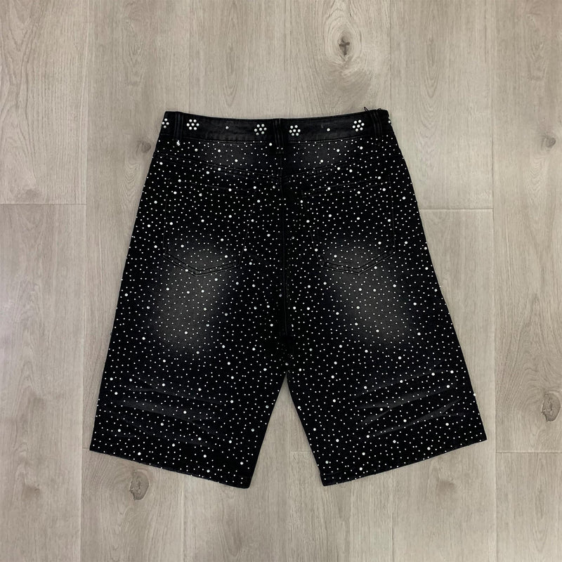 Valeforever Vale denim shorts Hotfix Rhinestones