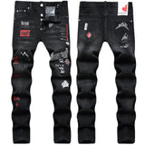 DSQ2 Jeans Rhinestone Decorated Ripped Stretch Jeans