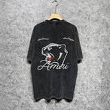Amiri washed t-shirt black panther short sleeve