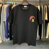 Rhude T Shirt Sunset Theme Pure Cotton Hip Hop Men and Women Same Casual