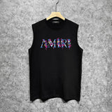 Amiri tank top pink flower letterprinting