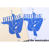 Rhude T Shirt Body Yoga Print Hip Hop Men and Women Same Loose Casual