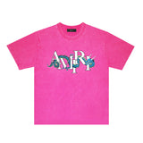 Amiri washed t-shirt letter dragon printing short sleeves