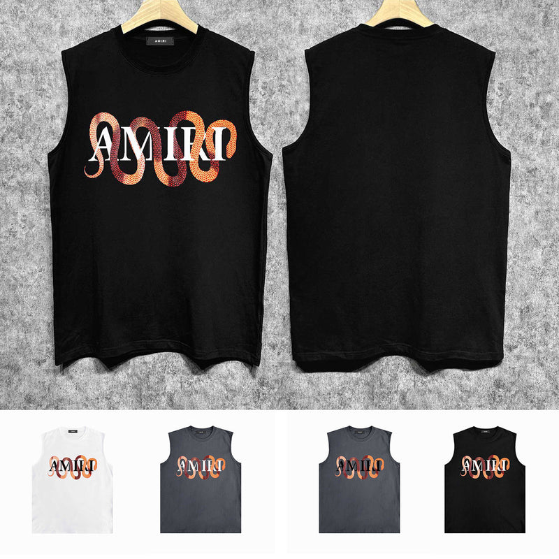 Amiri tank top gold snake print