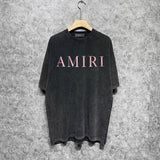 Amiri washed t-shirt pink letterprinting short sleeves