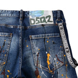 DSQ2 Short Jeans Ripped Patch Slim-fit Stretch Denim Shorts