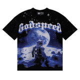Godspeed T Shirts Space Astronaut Earth Print Cotton Short Sleeve Men and Women