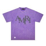 Amiri washed t-shirt all gray letterprinting short sleeves