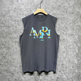 Amiri tank top gradient overlapping letterprinting