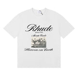 Rhude T Shirts Heave on Earth Printed Cotton Casual Short Sleeve Men and Women