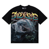 Godspeed T Shirts Biochemical Skull Poppy Print Cotton Casual Short Sleeve Men and Women