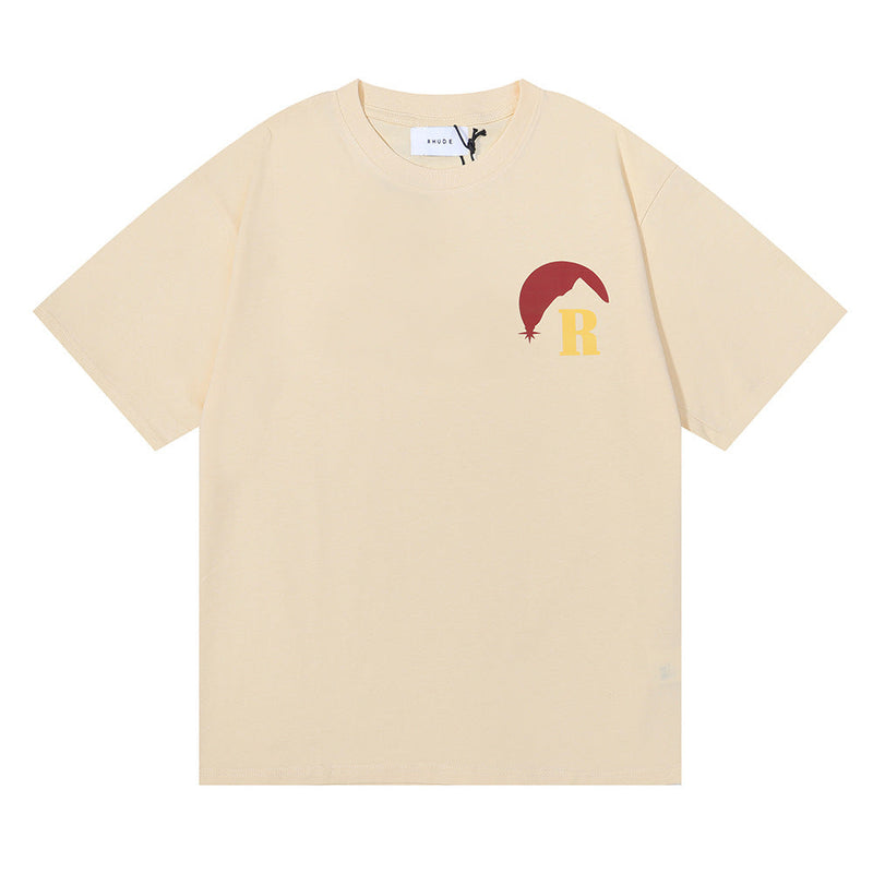 Rhude T Shirt Sunset Theme Pure Cotton Hip Hop Men and Women Same Casual