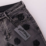 Godspeed Shorts Summer GOD Letter Pattern Embroidered Casual Denim Shorts