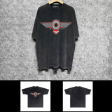 Amiri washed t-shirt flying eagle wings chapter printing short sleeve