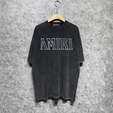 Amiri washed t-shirt bevel cut letter printing short sleeve