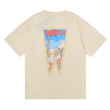 Rhude T Shirts Oil Painting Clock Coconut Tree Print Short Sleeves