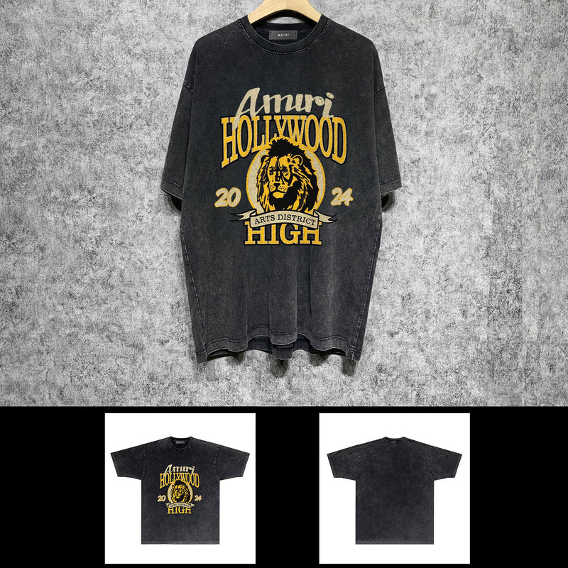 Amiri washed t-shirt lion printing short sleeves