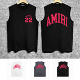 Amiri tank top with red lettered angled print