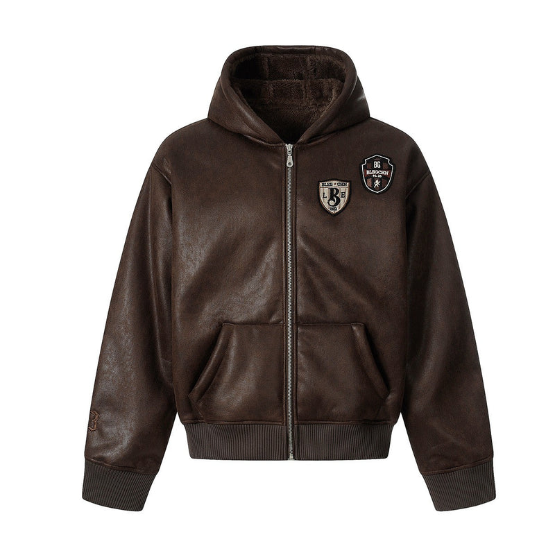 Unisex Down Jacket Winter Vintage Fleece Jacket Hooded Padded Jacket