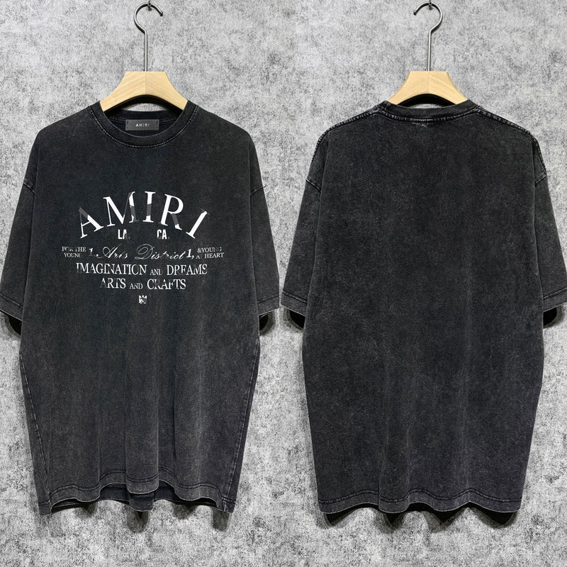 Amiri washed t-shirt damaged spider printing short sleeve