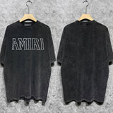 Amiri washed t-shirt bevel cut letter printing short sleeve