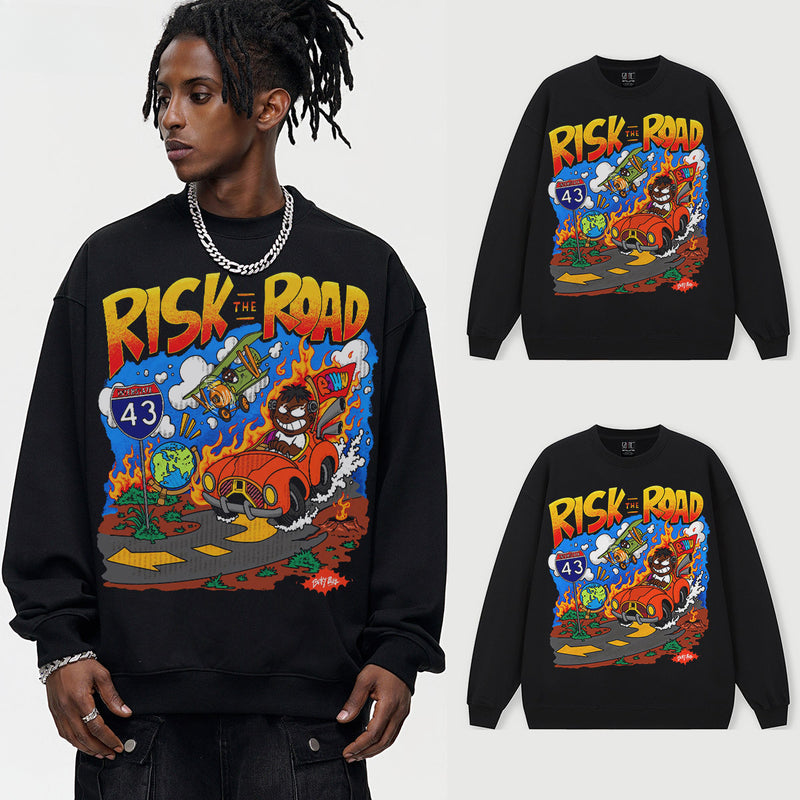 Vintage Hoodie American print crew neck hooded sweater