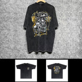 Amiri washed t-shirt hollywood golden dragon printing short sleeve