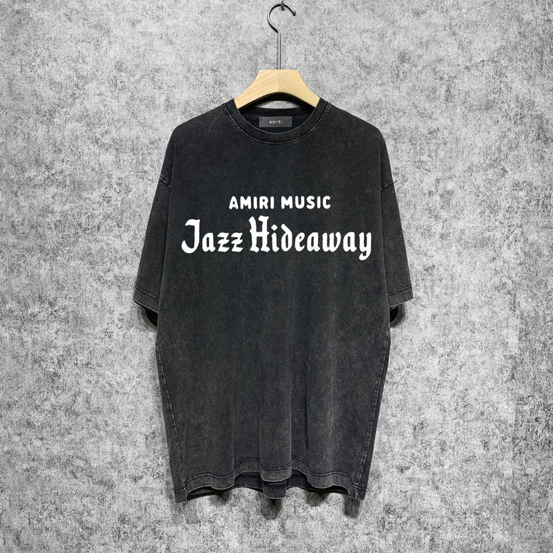 Amiri washed t-shirt musical letter short sleeves