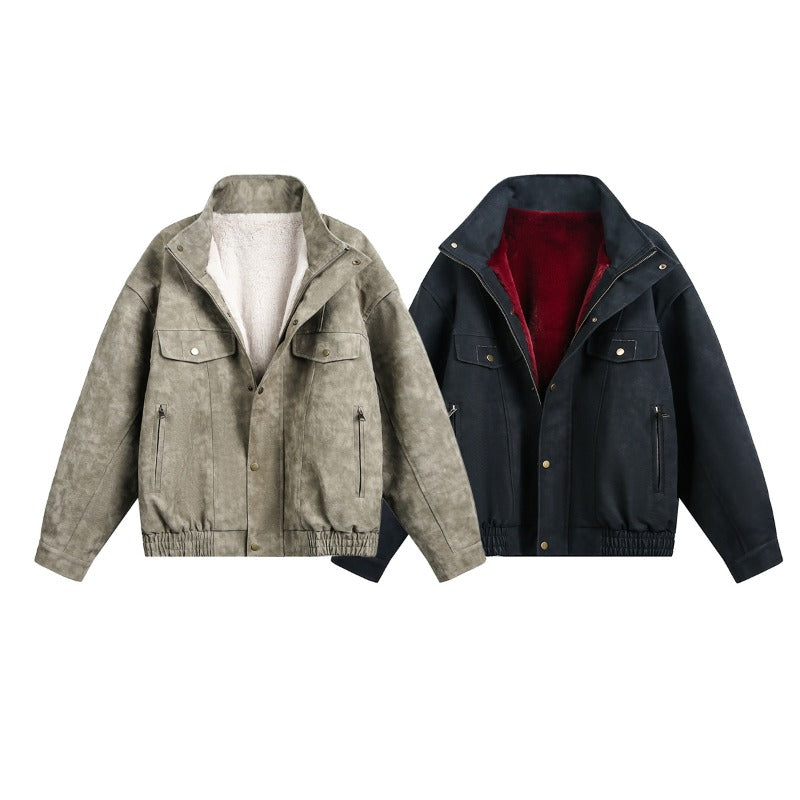 Unisex Down Jacket Winter Fleece Collar Fleece Jacket