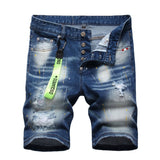 DSQ2 Short Jeans Ripped Patch Slim-fit Stretch Denim Shorts