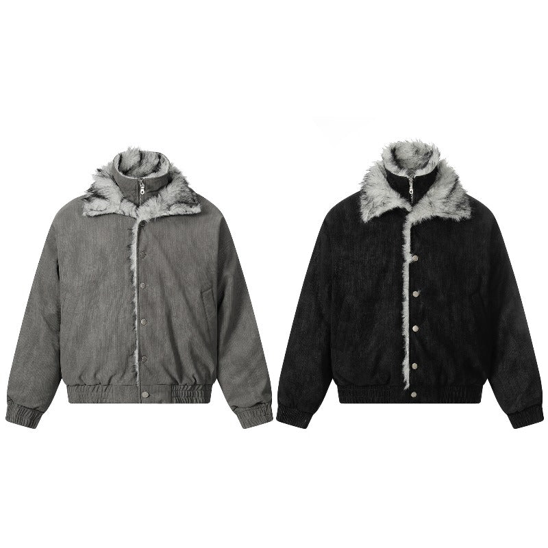 Unisex Down Jacket Winter Men's Fleece Collar Warm Padded Jacket