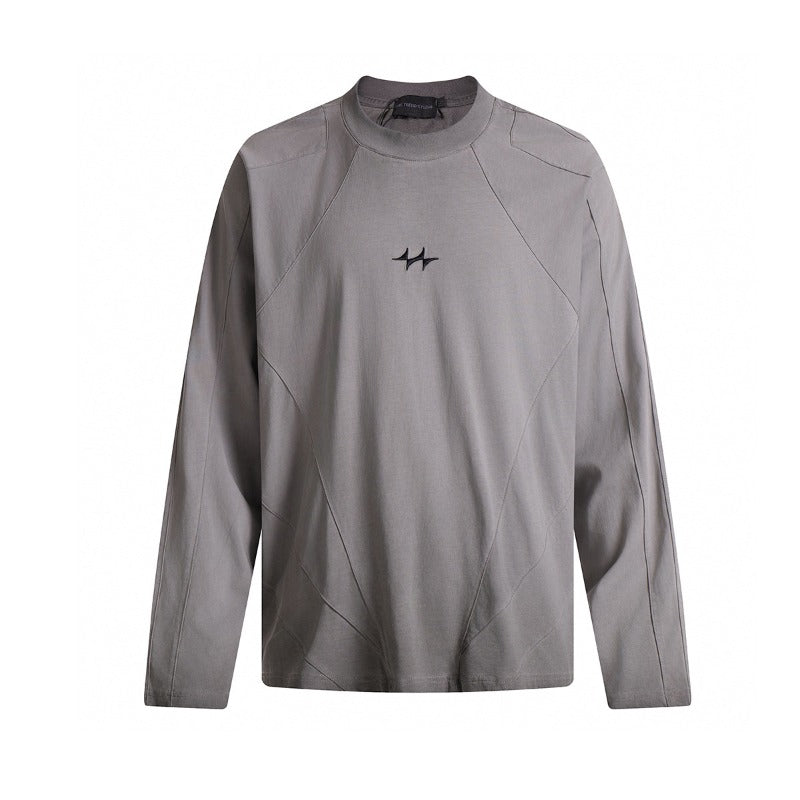 Unisex long-sleeved shirt autumpatchwork raw edge