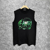 Amiri tank top green leaf letterprinting