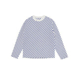 Mariner Shirt Navy-Striped Shirt Diagonal Stripes Fashion Casual All-Match Loose round Neck Long-Sleeve T-shirt