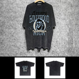 Amiri washed t-shirt blue lion short sleeve