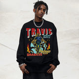 Vintage Hoodie travis scott street print hooded sweater crew neck