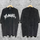 Amiri washed t-shirt letter cross printing short sleeves