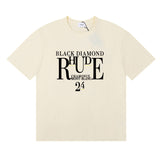 Rhude T Shirts Diamond Solid Color Letter Printing Cotton Casual Short Sleeve Men and Women