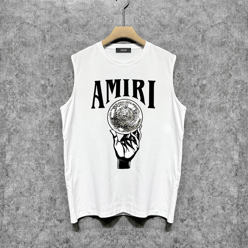 Amiri tank top hand held planet printing