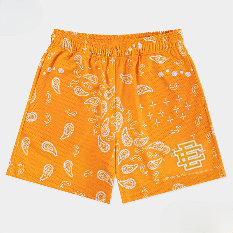 Eric Emanuel EE Shorts Cashew Flower Retro Mesh Shorts Summer Sports Casual Swimsuit Quick Drying