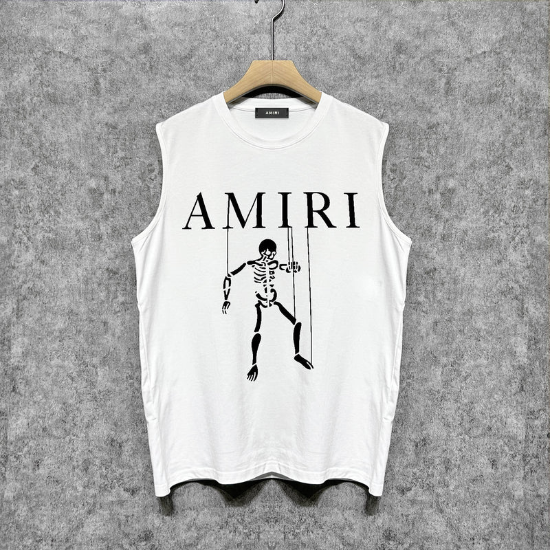 Amiri tank top skull puppet printing