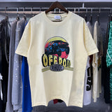 Rhude T Shirts Off-Road Vehicle Printed Cotton Casual Short Sleeve Men and Women