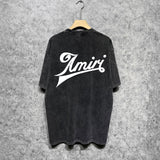Amiri washed t-shirt oblique text short sleeve