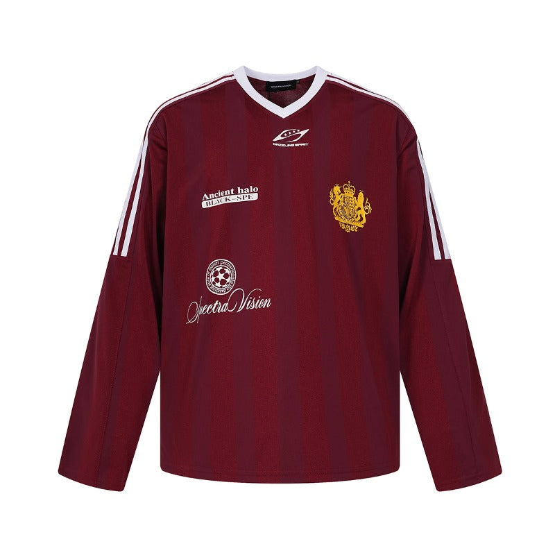 Unisex long-sleeved shirt autum badge v neck